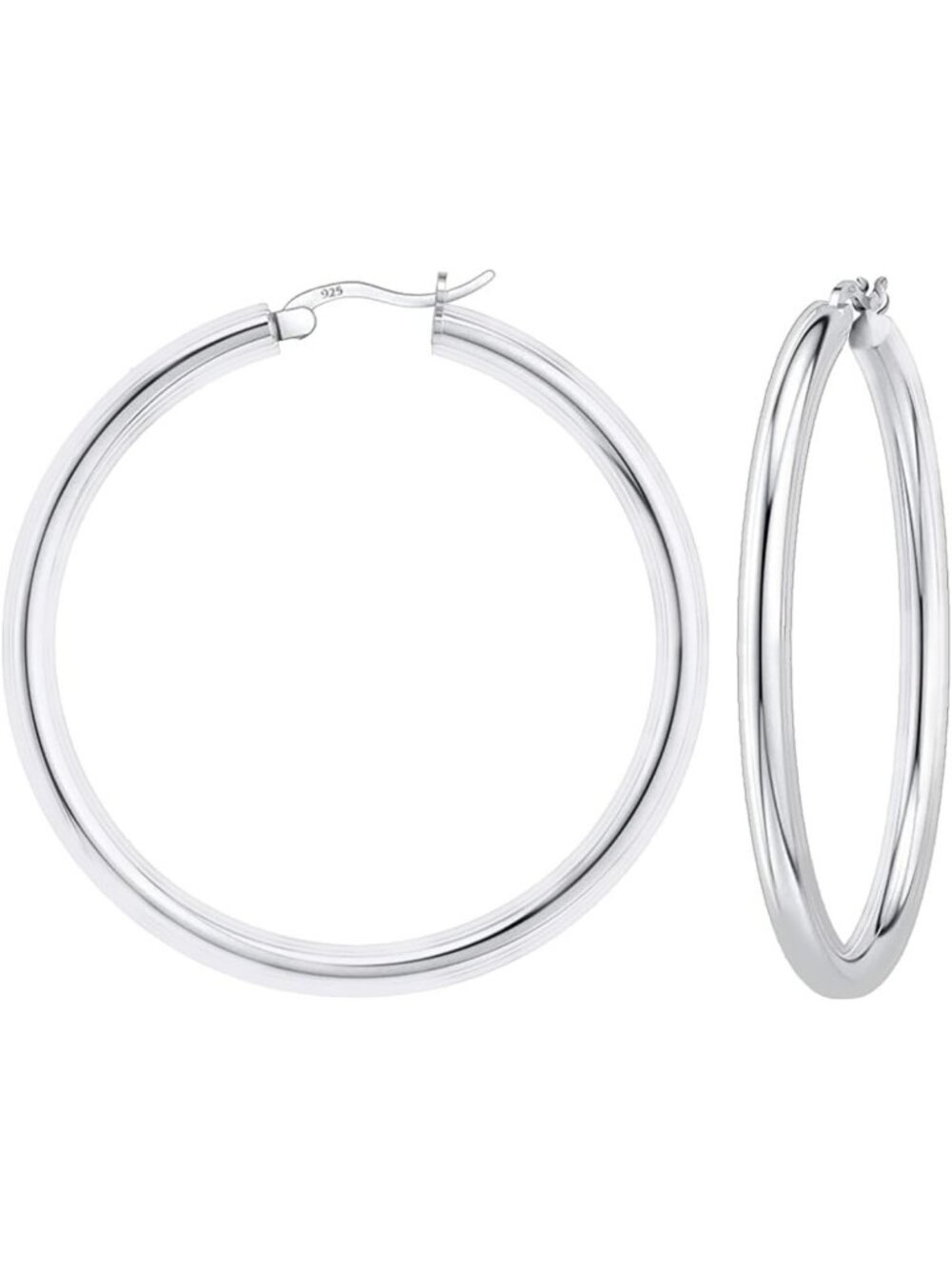 925 Sterling Silver Round Hoop Earrings for Women & Men - 4MM, Gift Box Included
